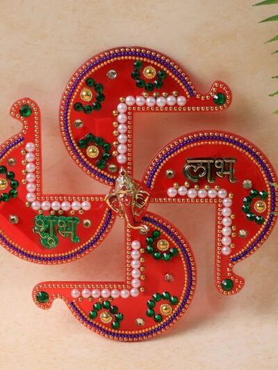 Acrylic Swastik Shubh Labh Wall Hanging – Auspicious Festival Decor