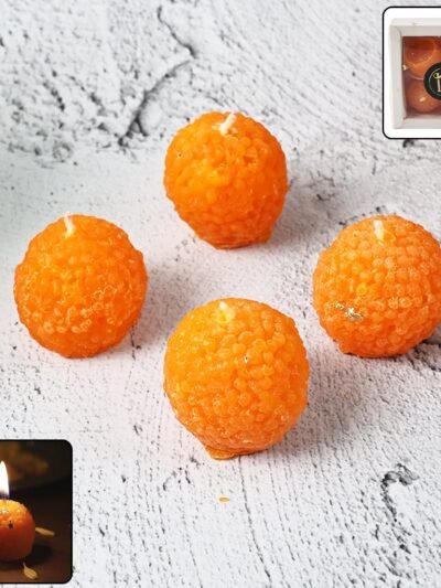 Laddu Shaped Decorative Wax Candles – Festive Home Décor Set