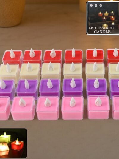 LED Tealight Candles – Set of 24 Multi-Color Flameless Lights