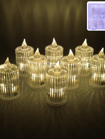 LED Flameless Candle Lights – Premium Crystal Effect, Set of 8