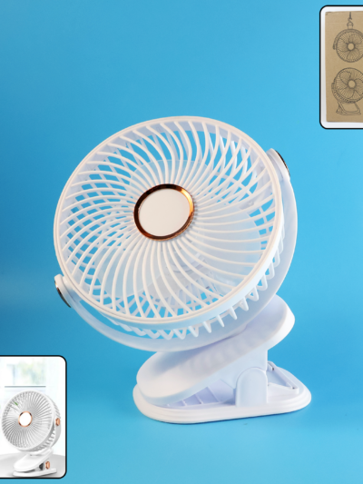 Portable Mini Fan – USB Rechargeable Clip-On Fan with Adjustable Speed