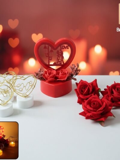 Romantic Heart Love Decorative Gift Set – Elegant Rose & Candle Decor