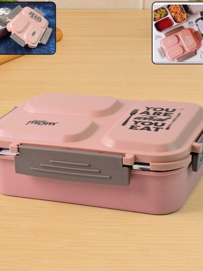 Stainless Steel Lunch Box – Premium 3-Partition Leakproof Tiffin