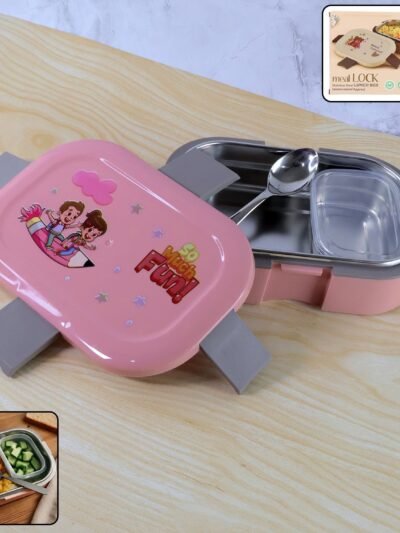 Kids Lunch Box – Stainless Steel Tray & Leak-Proof Snack Pot