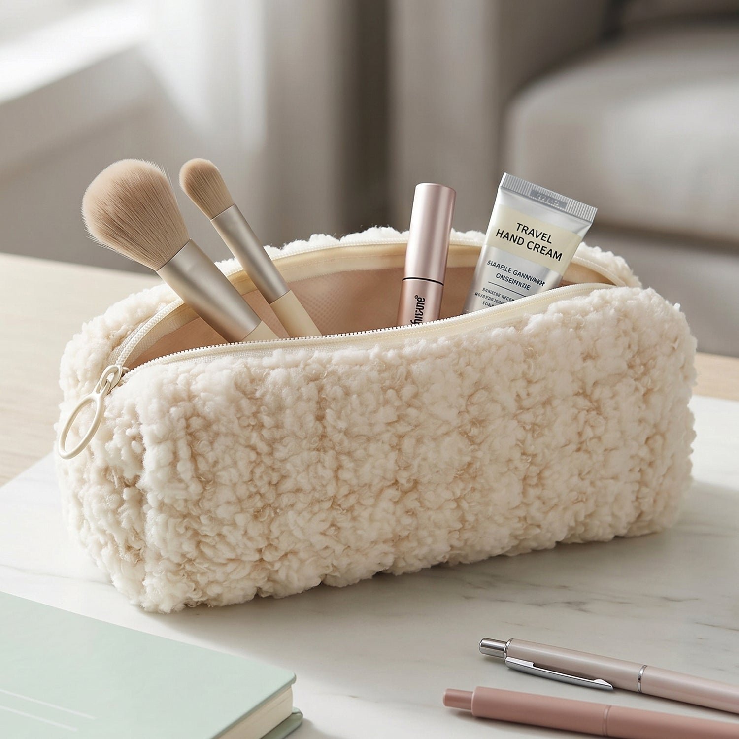 Multipurpose Travel Makeup Organizer � Soft Fabric, Spacious & Compact