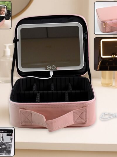 LED Light Makeup Organizer Box – USB Rechargeable & Portable