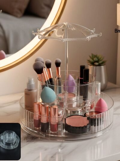 Rotating Makeup Organizer Stand – 360° Multi-Layer Vanity Storage