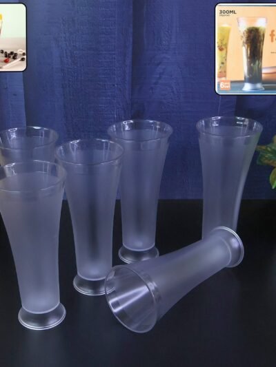 Matt Finish Plastic Glass Set – Durable 300ML 6-Piece Set