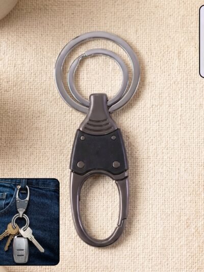 Metal Key Holder – Durable Dual Ring with Rotating Swivel