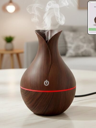 Mini Wooden Humidifier � Ultrasonic Mist Diffuser with LED | Indo Glow