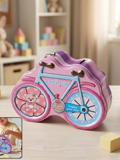 Bicycle Shape Piggy Bank � Colourful Kids� Saving Toy with Lock