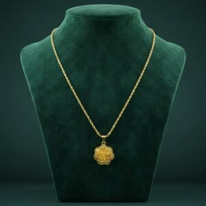 Gold Finish Floral Pendant Necklace – Elegant Traditional Design