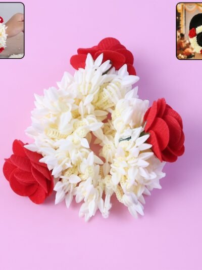 Artificial Flower Gajra – Traditional Red Rose & Jasmine Hair Accessory