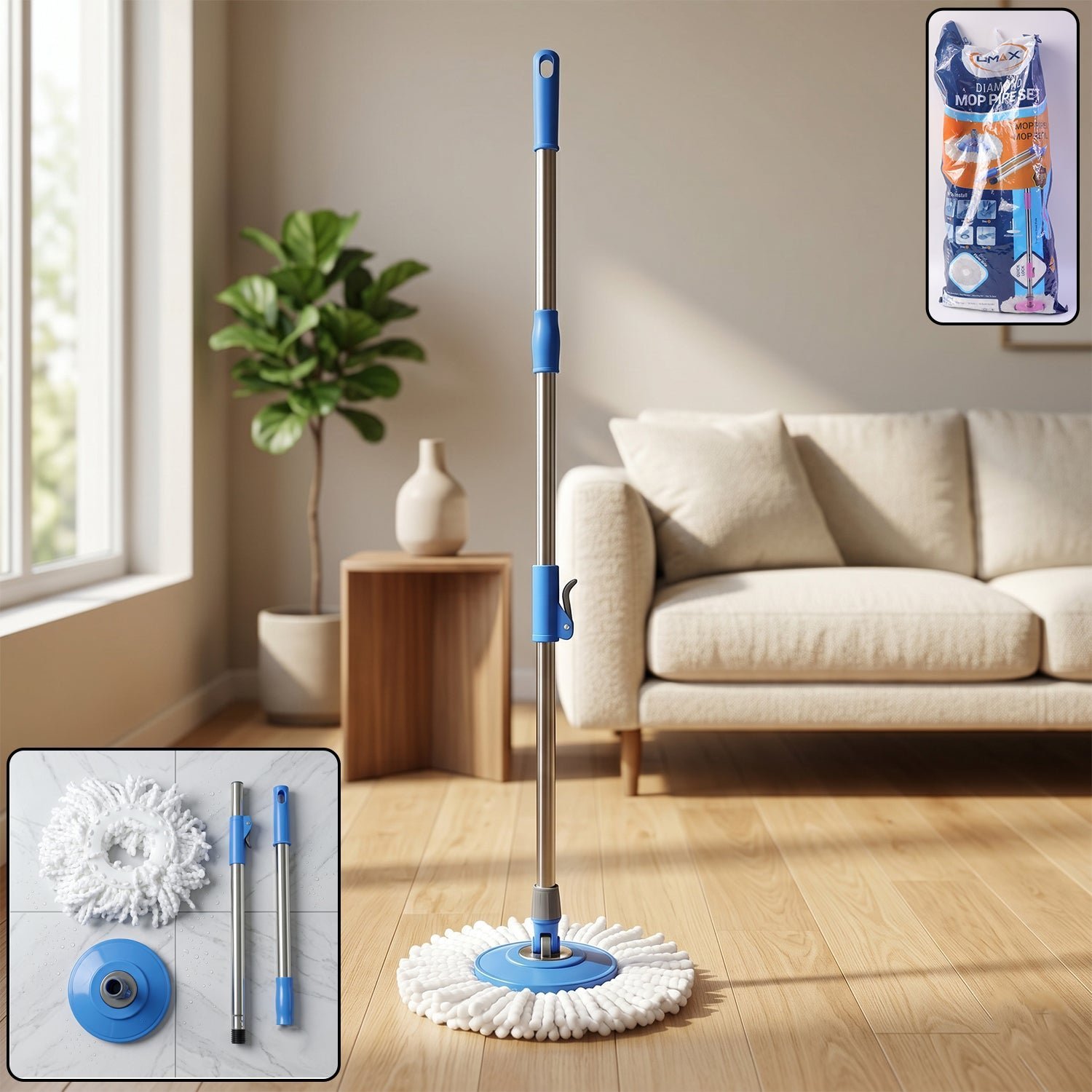 360� Rotate Spin Mop � Effortless Floor Cleaning with Stainless Steel Handle