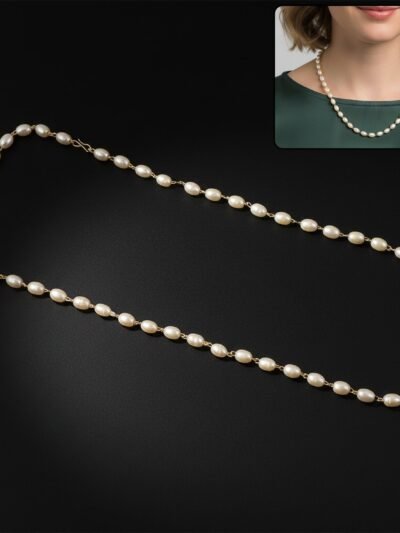 Elegant Pearl Necklace – Classic Single-Line Gold Chain Accent