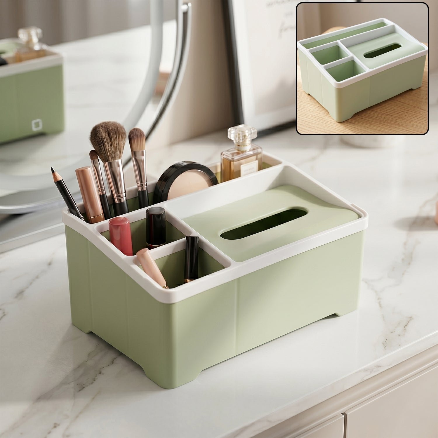 Multipurpose Plastic Organizer Box � Neat Storage with Tissue Holder
