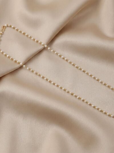 Pearl Beaded Long Necklace – Elegant Gold-Tone Chain Jewellery