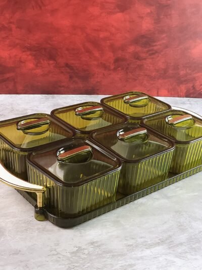 Multipurpose Transparent Spice Jar Set – 6-Piece with Tray & Lids