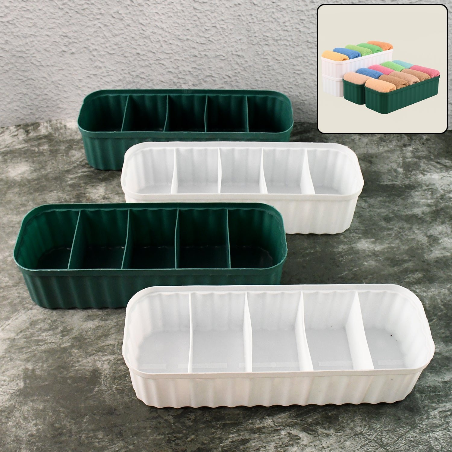 Drawer Organizer for Socks – 5-Compartment Storage (4-Pack) | Organivo