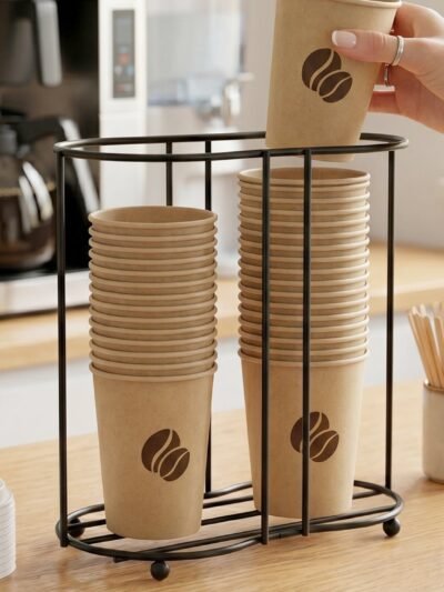 Metal Desktop Water Cup Holder � Space-Saving Organizer for Cups