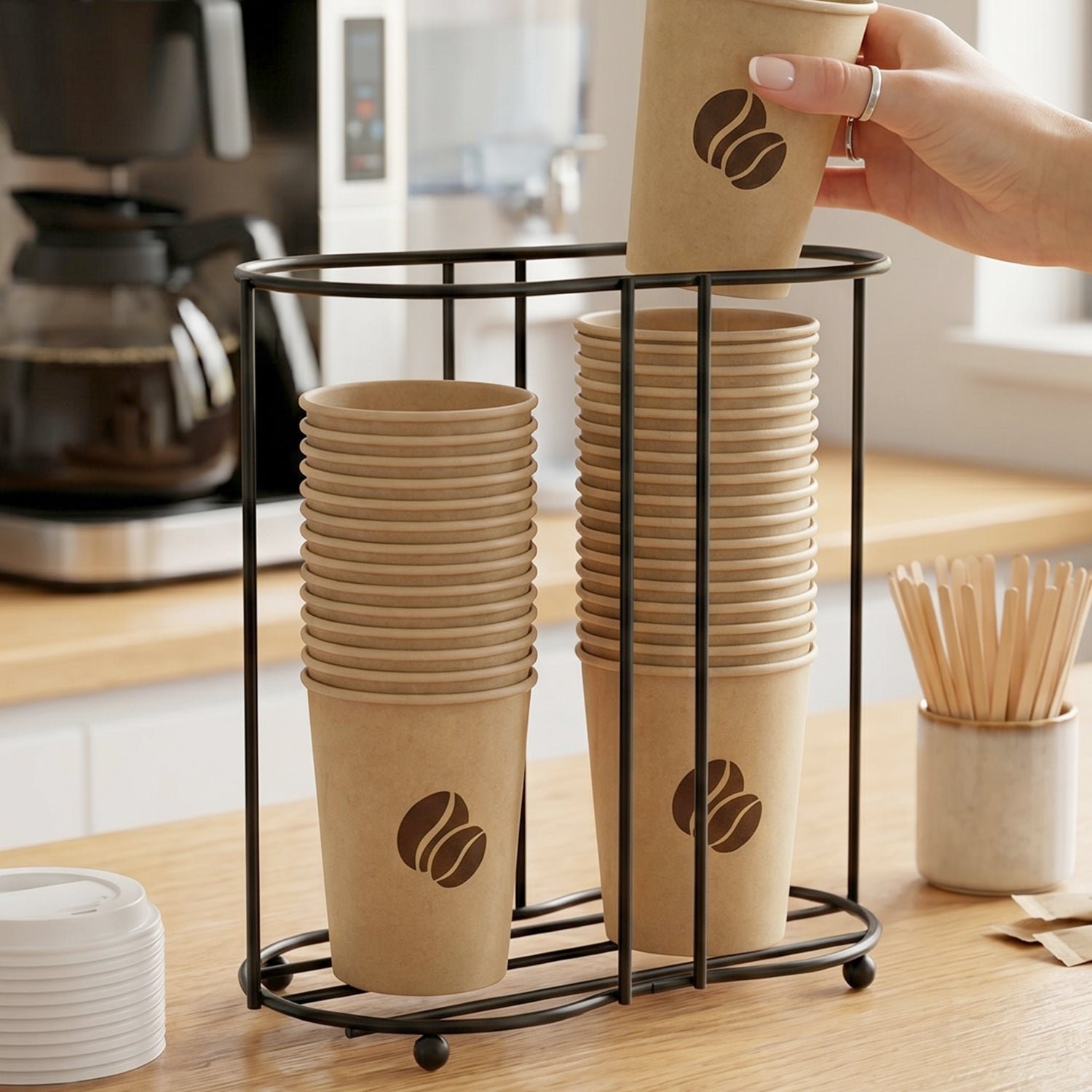 Metal Desktop Water Cup Holder � Space-Saving Organizer for Cups