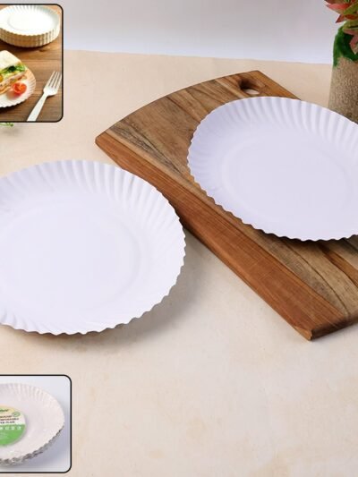 Compostable Paper Plates – 9 Inch, Leak-Resistant & Eco-Friendly