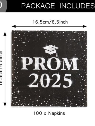 Prom 2025 Party Napkins – Durable 3-Ply Graduation Decor