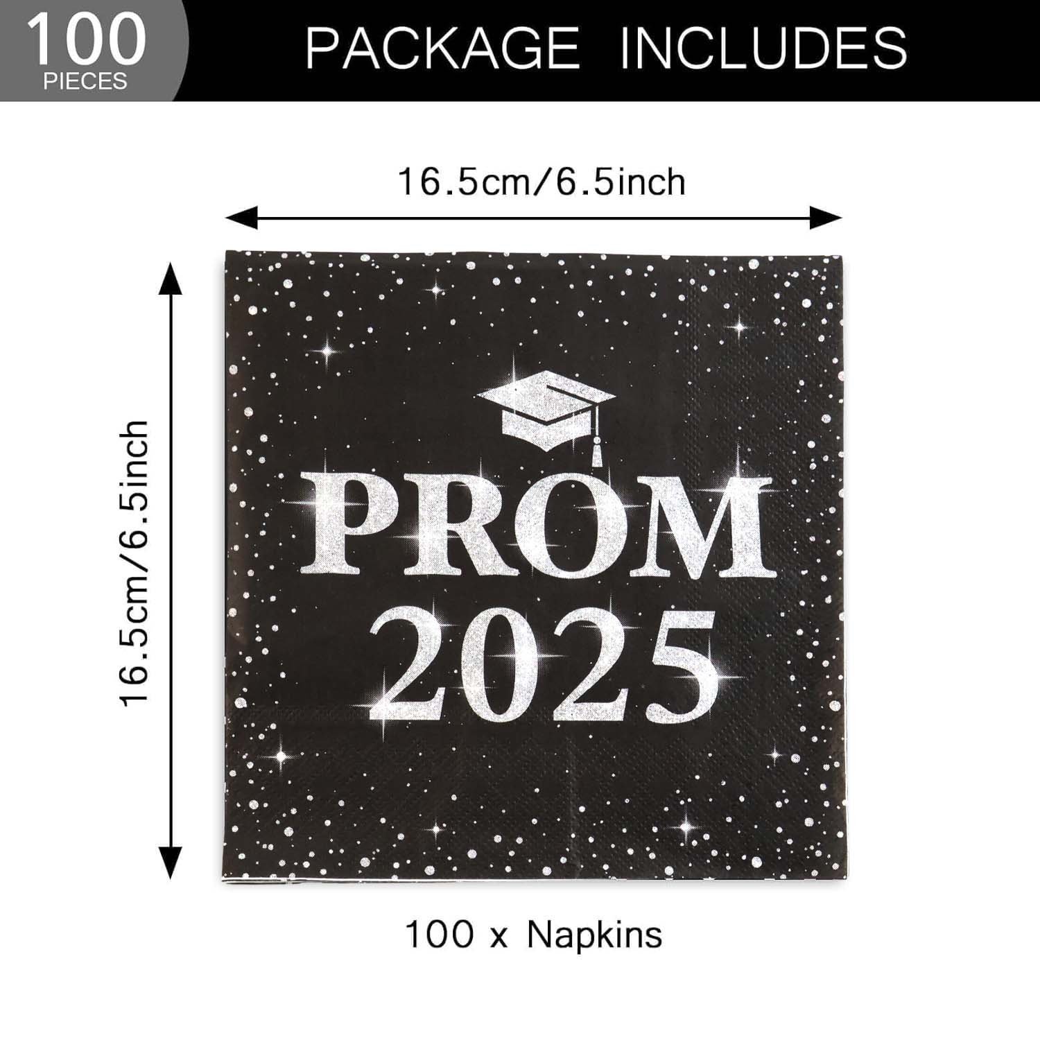 Prom 2025 Party Napkins – Durable 3-Ply Graduation Decor