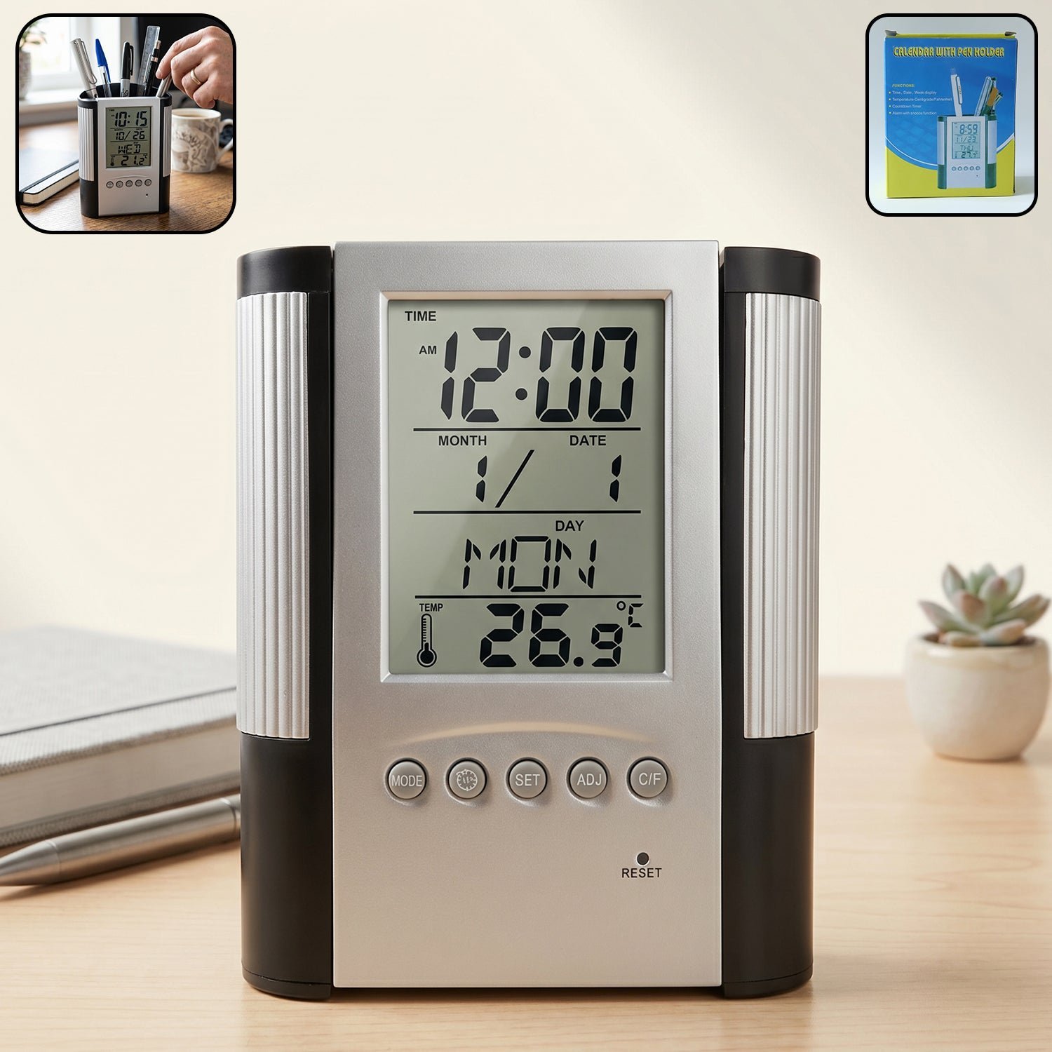 Digital Calendar Desk Clock � Time, Date, Temperature Display