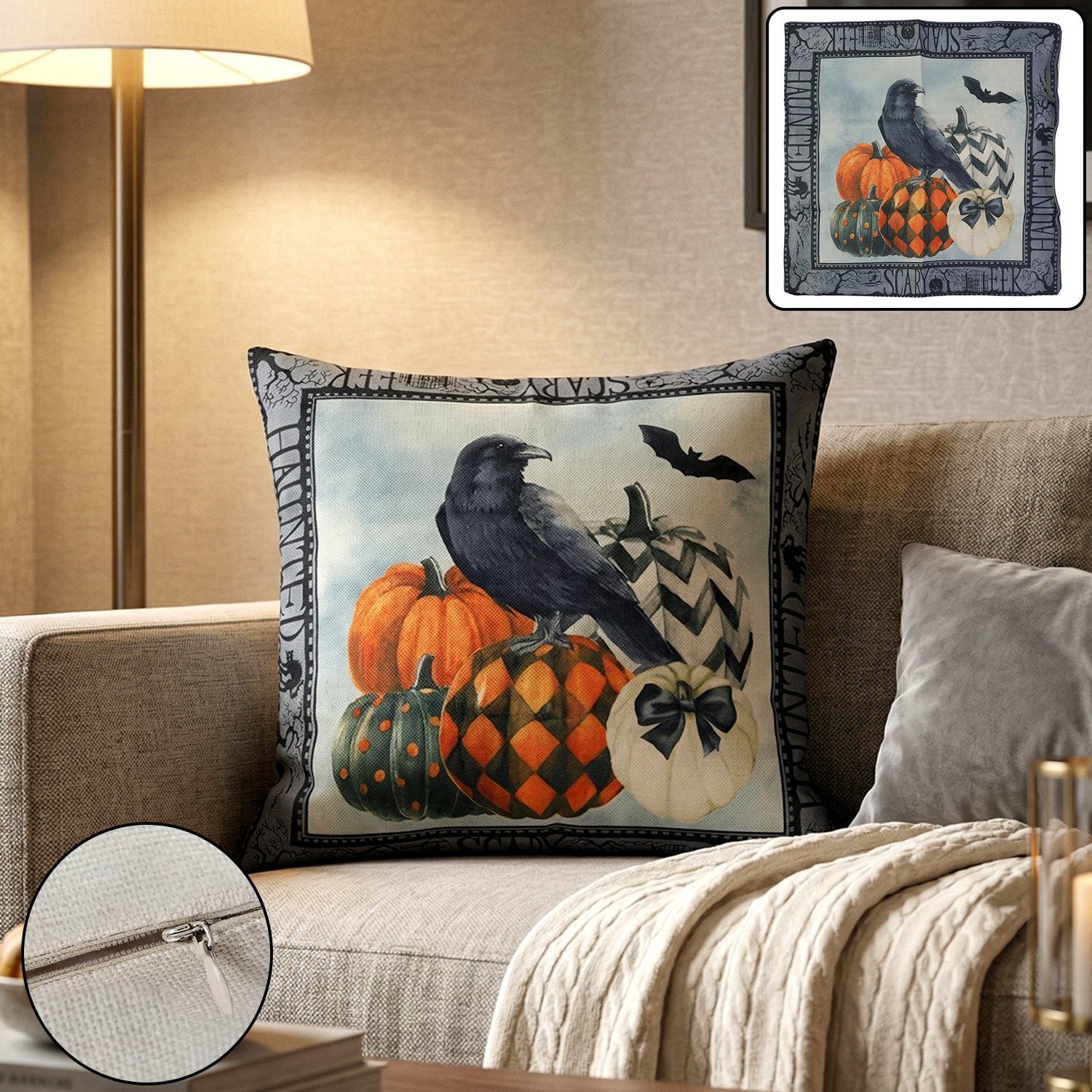 Decorative Cushion Cover � Stylish Zipper Closure for Home Decor