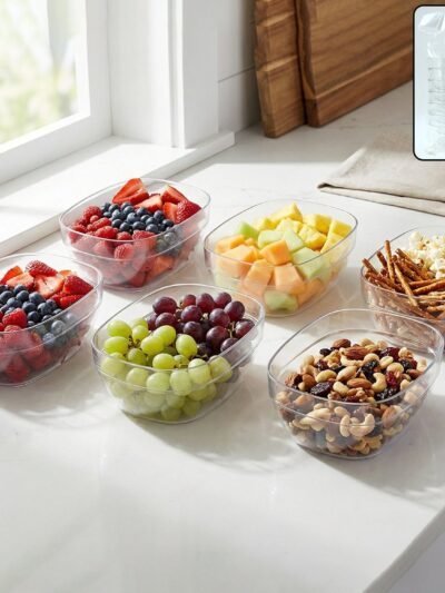 Clear Oval Serving Bowls Set – 6-Piece Multipurpose Kitchen Essential
