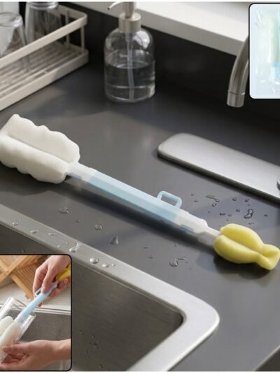 Multipurpose Bottle Cleaning Brush – Long Handle Soft Sponge for Easy Reach
