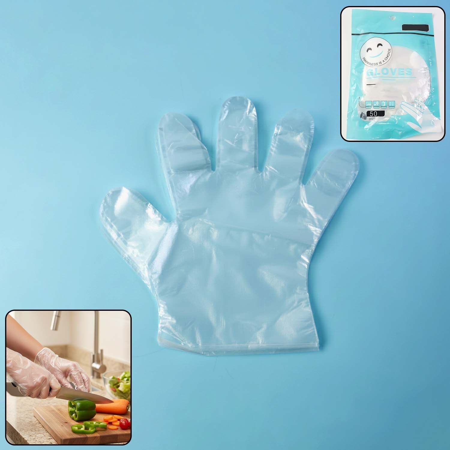 Disposable Clear Gloves – Pack of 50 for Food & Cleaning