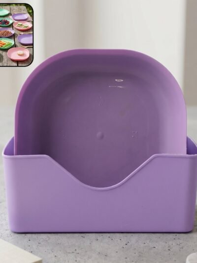 Plastic Snack Serving Tray Plates Set � Space-saving & Durable