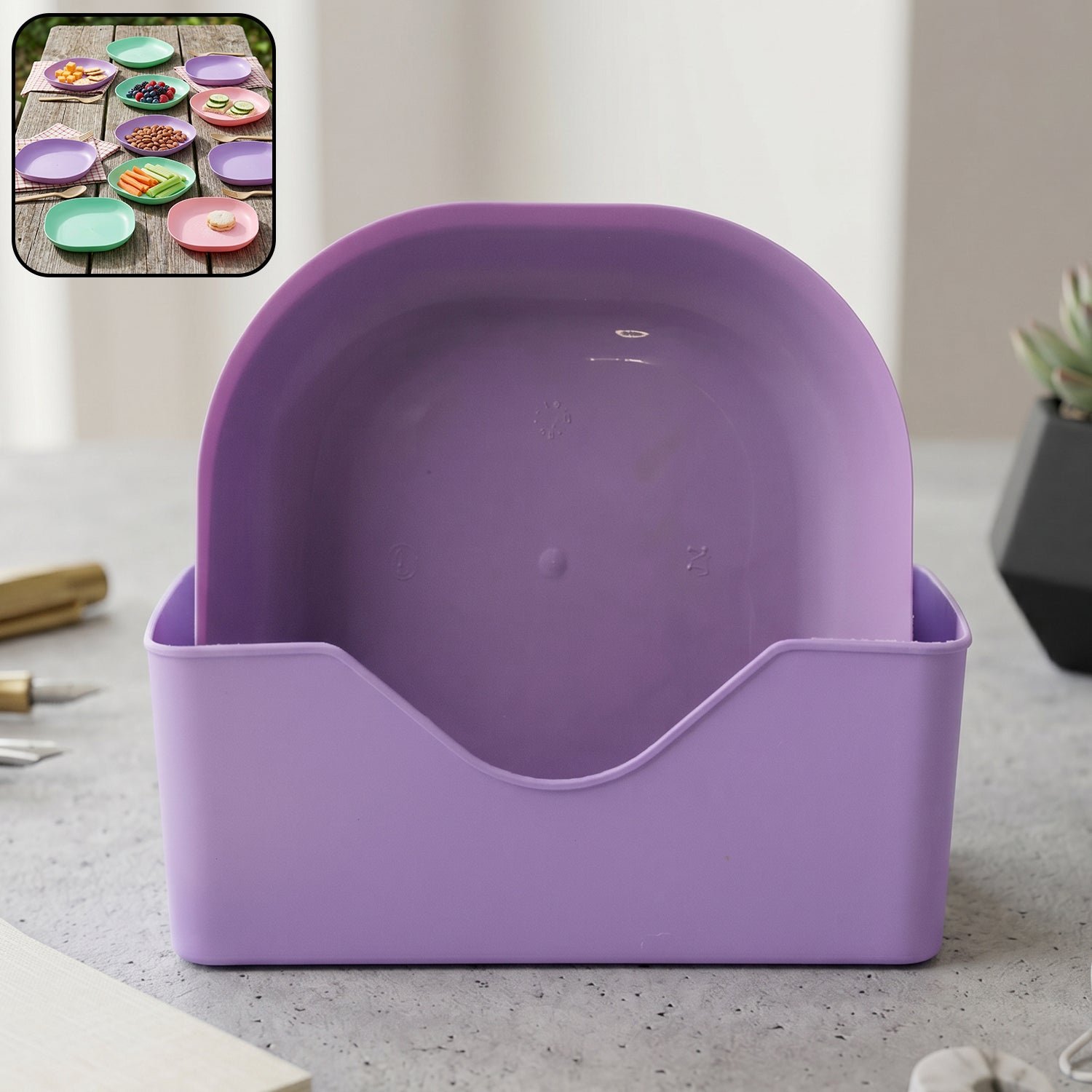 Plastic Snack Serving Tray Plates Set � Space-saving & Durable