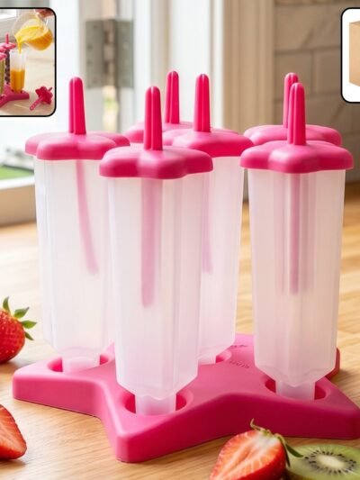 BPA-Free Plastic Ice Cream Molds – Set of 6 with Lids & Handles