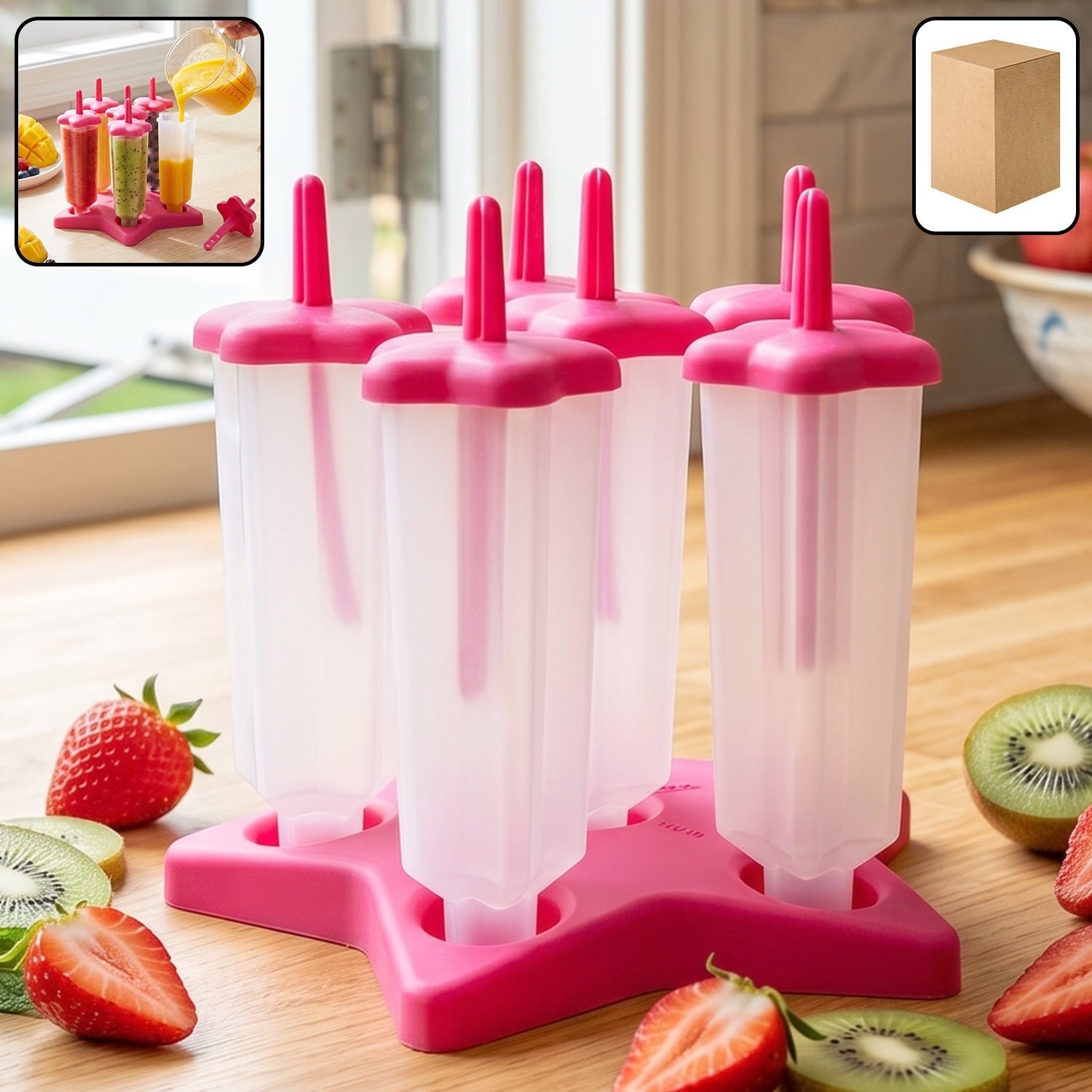 BPA-Free Plastic Ice Cream Molds – Set of 6 with Lids & Handles
