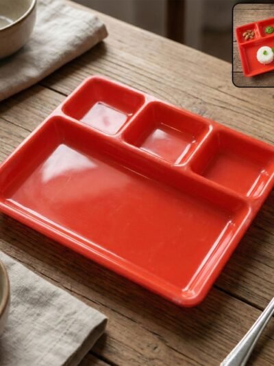 Multipurpose Compartment Serving Tray – 32×25 Cm Durable Sectioned Plate