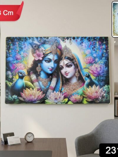 Radha Krishna Wall Frame – Vibrant Spiritual Artwork for Home