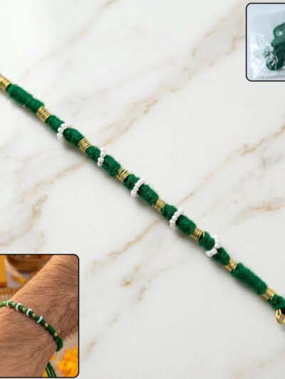 Traditional Green Pearl Beaded Rakhi � Handmade Festive Bracelet