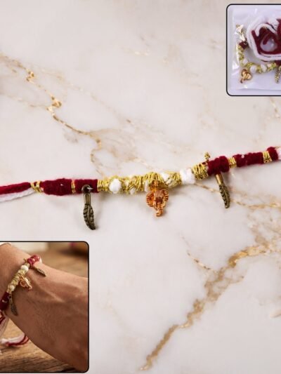 Rakhi Bracelet � Ethnic design with Ganesh charm and feather accents