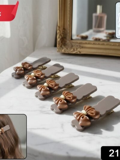 Elegant Bow Hair Clip Set – Stylish Daily Wear Accessories (5 Pc)