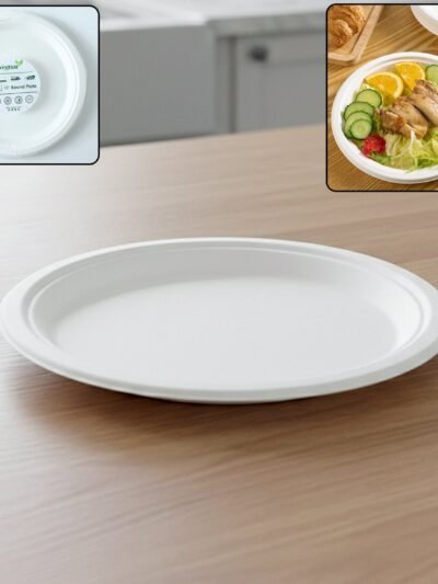 Disposable Round Food Serving Plate – 10 Pc Lightweight Set