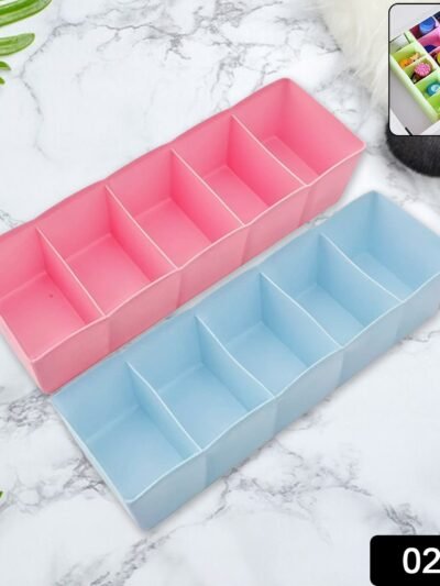 Socks Storage Organizer – 5 Compartment Drawer Box (Pack of 2) | Organivo