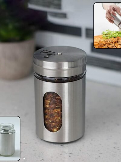 Stainless Steel Spice Jar – 2-in-1 Dual Dispensing with Window