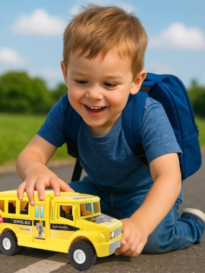 Friction-Powered School Bus Toy – Durable Push-and-Go Vehicle for Kids