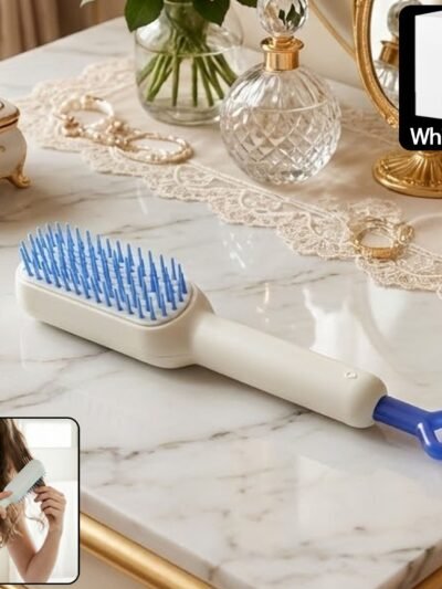 Self-Cleaning Hairbrush – Detangling Massage Comb | Velvet Wipe