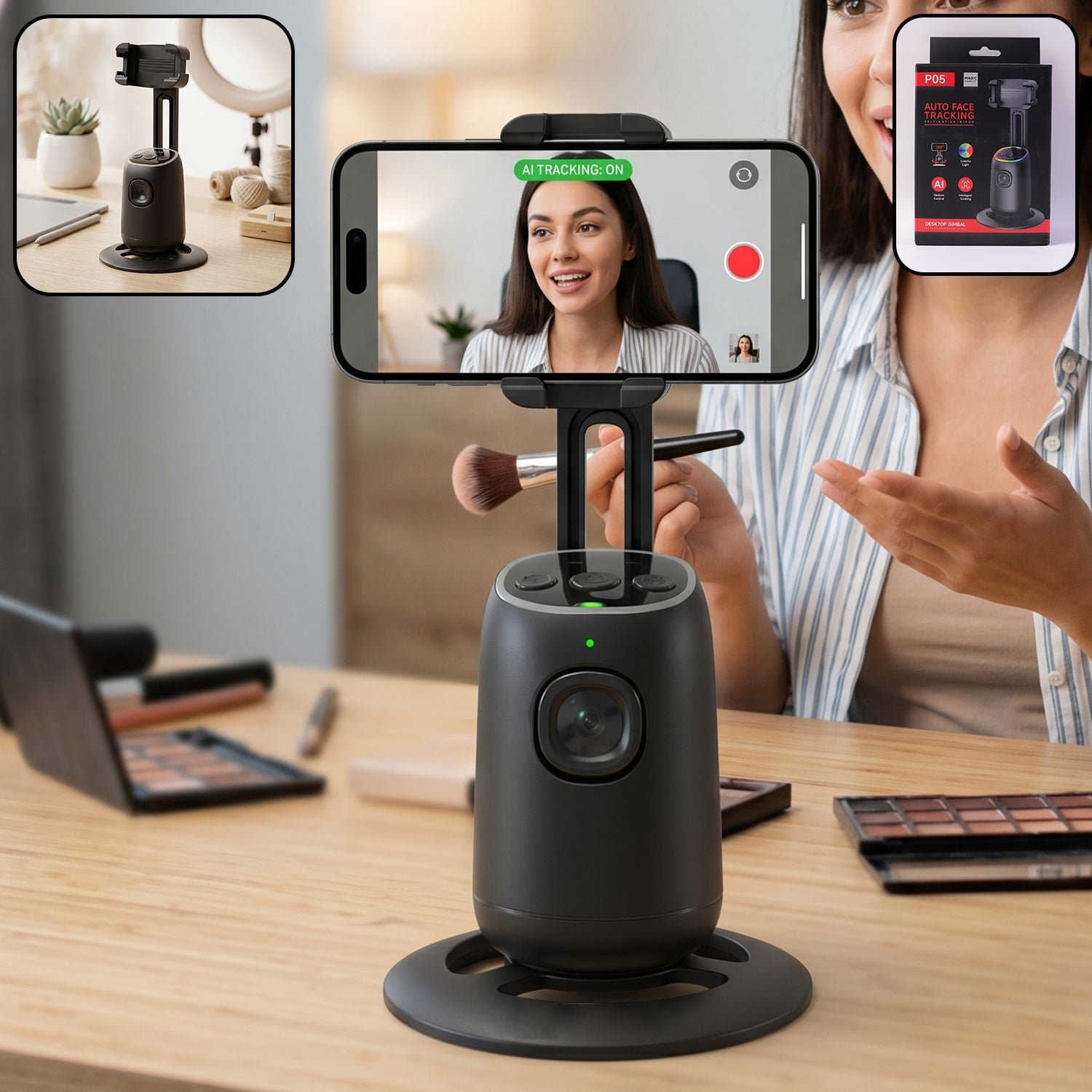 AI Face Tracking Mobile Holder � Hands-Free 360� Video Streaming