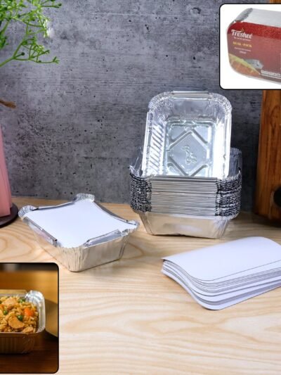 250 ml Disposable Aluminium Food Containers with Lids – Leak-Resistant Pack of 25