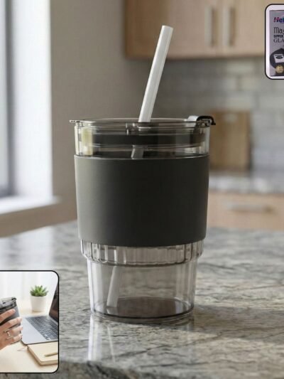 Plastic Tumbler with Lid – 400ml Reusable, Clear & Leak-Proof